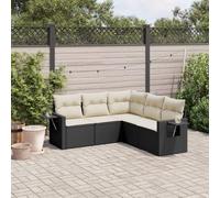 Set di mobili da giardino in rattan nero in PE da 5 pezzi con cuscini, tavolino pieghevole con sollevamento a gas, tempo libero modulare per terrazza e patio