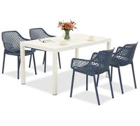 Set di mobili da giardino King/Aria bianco e blu per 4 persone Bica
