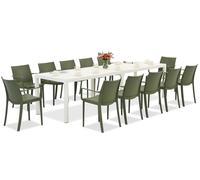 Set di mobili da giardino King Double/Victoria bianco e verde per 12 persone Bica