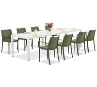 Set di mobili da giardino King Double/Victoria bianco e verde per 8 persone Bica