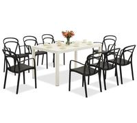 Set di mobili da giardino King/Vague bianco e rosso per 8 persone Bica