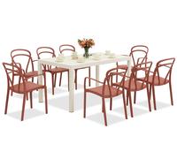 Set di mobili da giardino King/Vague bianco e rosso per 8 persone Bica