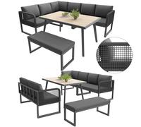 Set di mobili da giardino per 6-8 persone con cuscini per seduta e cuscini per lo schienale di alta qualità, poltroncina modulare in rattan sintetico, resistente alle intemperie, con gruppo di