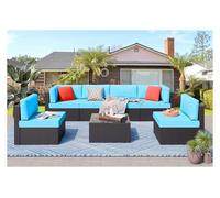 Set di mobili da giardino per esterni Sezionale Rattan Divano Manuale Tessitura Wicker Patio Conversazione Set con