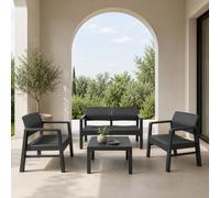 Set di Mobili da Giardino: Perfetti per Interni ed Esterni, Design Moderno, Eleganza per il tuo Spazio Outdoor. Con Tavolo, Divano e Due Poltrone (Antracite, Moreea)