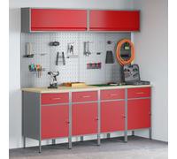 Set di mobili da lavoro con cassetto con blocco 10 pcs Rosso