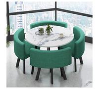 Set di mobili da pranzo con tavolo e sedie verde semplice ed elegante, 5 pezzi, per balcone, soggiorno, caffetteria, camera da letto, ufficio, tavolo rotondo con 4 sedie, ideale per il tempo libero e