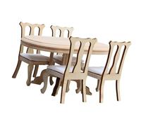 Set di mobili da pranzo in miniatura in legno in scala 1/12 con sedia modello statuetta per gli appassionati di scena della casa delle bambole mobili per la casa delle bambole