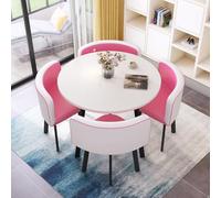Set di mobili da scrivania per reception, tavolo rotondo con 4 sedie, design salvaspazio, facile da montare, per cucina, sala da pranzo, salotto, soggiorno