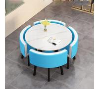 Set di mobili da scrivania per reception, tavolo rotondo con 4 sedie, design salvaspazio, facile da montare, per cucina, sala da pranzo, salotto, soggiorno