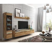 Set di mobili da soggiorno Vera I, illuminazione a LED opzionale, set di mobili da salotto, colori assortiti (wotan, senza illuminazione a LED)