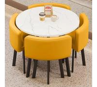 Set di mobili da ufficio moderni per 4 persone, con morbide sedie gialle, ideali per sala negoziale o sala da pranzo