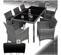 Set di Mobili Giardino Polyrattan Arredamento 8 Sedie Tavolo Terrazza Salottino