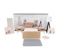Set di mobili in legno per casa delle bambole, in miniatura, per mobili in legno, per bambole, tra cui cucina, sala da pranzo, soggiorno, camera dei bambini, camera da letto, bagno per casa giochi