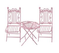 Set di mobili in miniatura in ferro fatto a mano con tavolino e sedie per 1/12 case delle bambole modello giardino cortile scena puntelli
