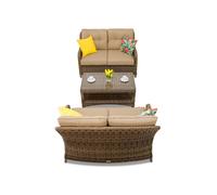 Set di mobili in technorattan Toledo Coffee con tavolino per 4 persone Garden Point marrone