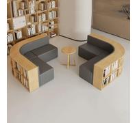 Set di mobili modulari per biblioteca, libreria, divano, sgabello e tavolino da caffè, per sala attesa, angolo lettura o reception, design salvaspazio