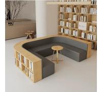 Set di mobili modulari per biblioteca, libreria, divano, sgabello e tavolino da caffè, per sala attesa, angolo lettura o reception, design salvaspazio