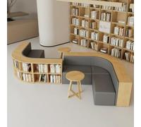 Set di mobili modulari per biblioteca, libreria, divano, sgabello e tavolino da caffè, per sala attesa, angolo lettura o reception, design salvaspazio