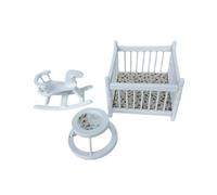 Set di mobili per casa delle bambole in legno 1/12 in miniatura con cavallo a dondolo per bambini con bordi lisci per far finta di giocare in miniatura set di mobili per vivaio