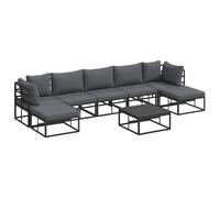 Set di mobili per Esterni modulari con Tavolo in Alluminio Nero, Cuscini in Poliestere, Vernice a Polvere Resistente, Impermeabile, Cuscini sfoderabili, Facile da Montare, Include Divano e poggiapied