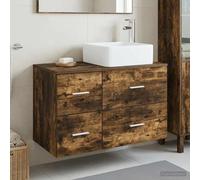Set di mobili per il bagno 2 pz Rovere Fumo