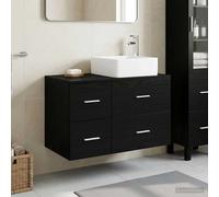 Set di mobili per il bagno 2 pz Rovere Nero