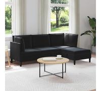 Set di mobili per soggiorno, 4 pezzi, colore nero vellutato, divano moderno con sedili imbottiti e stoccaggio, Fusion velluto e compensato, design ergonomico confortevole, manutenzione