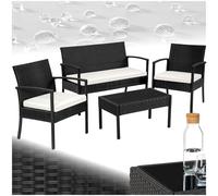 SET DI MOBILI RATTAN SINTETICO POLYRATTAN 2 POLTRONE DIVANO E TAVOLO GIARDINO nu