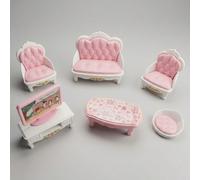 Set di mobili rosa per bambine di 3-8 anni - Accessori per mini casa delle bambole, bambole piccole e carine, giocattoli per decorare la camera da letto delle bambine, regalo di compleanno Set 4 in 1,