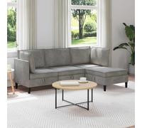 Set di mobili Soggiorno 4 pezzi grigio chiaro vellutato, poltrona e divano in velluto grigio con deposito, moderno e confortevole