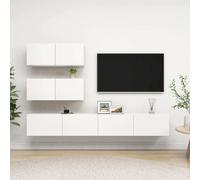vidaXL Set Mobili Porta TV 4 pz Bianco in Legno Multistrato