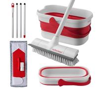 Set di mocio e secchio pieghevole con strizzatore, spazzola resistente, mocio pieghevole e scopa per la pulizia di casa, interni o esterni, patio, terrazza, camper, cemento e pavimenti Bettaclean