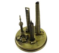 Set di modellini della collezione di edifici di Shanghai, souvenir della Torre della Perla Orientale e del Centro Finanziario Jin Mao, miniatura architettonica in metallo bronzo (Bronzo - Piccolo)