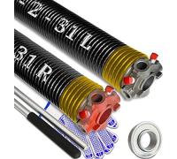 Set di molle di torsione per porta del garage, coppia di molle di ricambio per porta del garage rivestite con elettroforesi da 2 pollici, con 2 barre di avvolgimento antiscivolo e cuscinetto, minimo