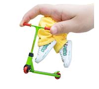 Set di Monopattino da Dita in Metallo, Skateboard Finger da D-ito con Pantaloni e Scarpe, Monopattino a Due Ruote Giocattolo Interattivo per Feste, Accessorio Fotografico