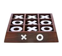 Set di Morpion in legno effetto argento lucido, 17,5 cm, con Tic Tac Toe, decorativo, gioco da tavolo in legno