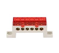 Set di morsettiera messa a terra da 4 pezzi con copertura antipolvere, barra collettrice in rame a 6 fori 7x11 mm, viti M4, conduttore in ottone Striscia di connessione(Rot)