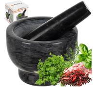Set di mortaio con pestello in marmo, Ø 12,5 cm, piccolo interno e estremità del pestello ruvida, resistente, per spezie, erbe, noci 24576
