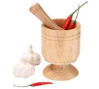 Set di mortaio e pestello in legno naturale, macina erbe e spezie, tritacarne chicchi di caffè, aglio, zenzero e noci per cucina