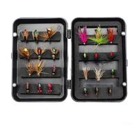 Set di mosche per pesca a mosca, 32 o 24 pezzi, combinando mosche secche, mosche bagnate, ninfe e imitazioni, per trote di fiume palude, per pesca alla spigola (C-24 pezzi)