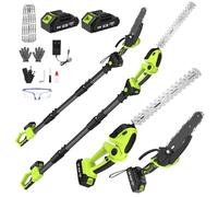 Set di Motosega & Tagliasiepi a Batteria con Asta Telescopica, 4 in 1 Kit Potatura Sega Elettrico Mini Motosega, 4* Catene 6", 2 * 4000 mAh Batterie Ricaricabili per Tagliare Giardini, Arbusti, Rami