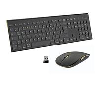 Set di mouse per tastiera, senza fili, ergonomico, QWERTZ, layout tedesco, quiet USB, senza fili, piatto, silenzioso, sottile, silenzioso, per PC, Mac, Surface MacBook computer, ufficio, iMac, ufficio