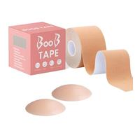 Set di Nastri Boob,Nastri Boobtape 5cm * 5m con 2 PCS Copricapezzoli Riutilizzabili Boob Tape Reggiseno Adesivo per Sollevare e Sostenere Nastri Boobtape Autoadesivi Reggiseno Invisibile per Donne