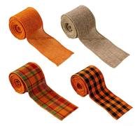 Set di nastri in iuta autunnali con bordi cablati per decorazioni natalizie e del Ringraziamento, 4 rotoli di nastro rustico da 457,2 x 6,3 cm, per ghirlande fai da te,