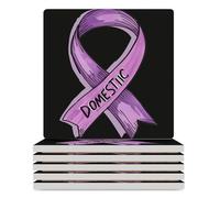 Set di nastri per la sensibilizzazione sulla violenza domestica, sottobicchieri quadrati per bevande, sottobicchieri per tazze, protezione per tavolini da caffè per decorazioni per la casa, 6 pezzi