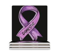 Set di nastri per la sensibilizzazione sulla violenza domestica, sottobicchieri quadrati per bevande, sottobicchieri per tazze, protezione per tavolini da caffè per decorazioni per la casa, 4 pezzi