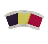 Set di nastro sbieco in cotone - Colori: Viola, giallo, Fucsia - Facile da cucire e ideale per abbellire le vostre creazioni (Set di 3 sbiechi (5 metri ciascuno), Set I)