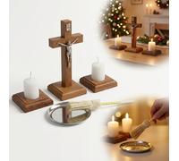 SET DI NATALE in legno di faggio, 7 elementi, tinto BRONZO, canzone natalizia ar