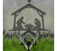 Set di natività di Natale, scena di natività in metallo con segnali di silhouette di posti, ornamento del set d'arte di ferro per prato e giardino, Natale